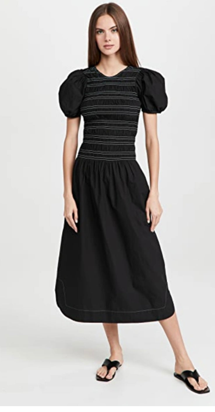 GANNI
Shirred cotton-poplin midi dress