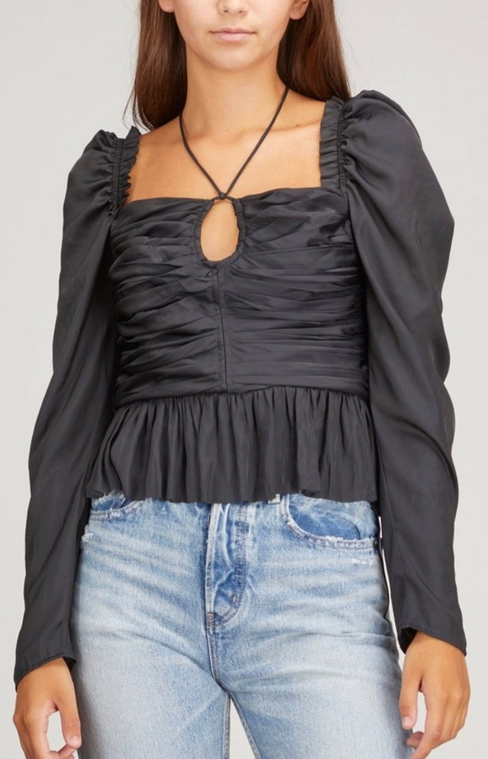 ULLA JOHNSON mirelle ruched satin halterneck top