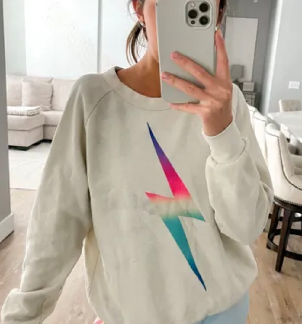 AVIATOR NATION beige crewneck and matching sweatpants