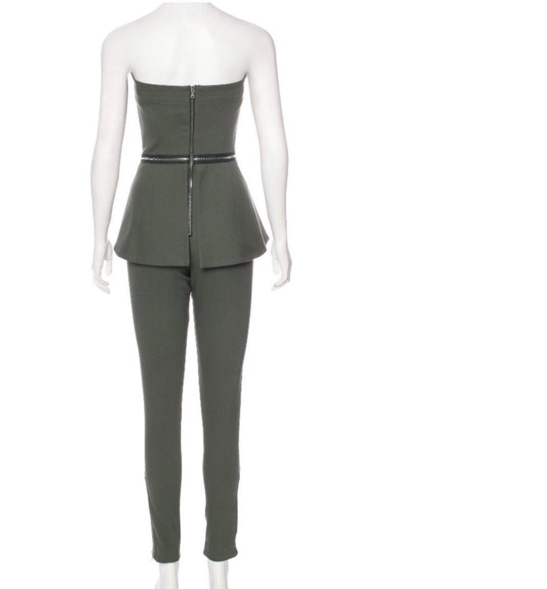 ALEXIS strapless jumpsuit with peplum