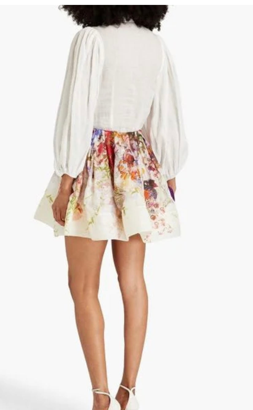 ZIMMERMANN -
Prima floral-print linen and silk-blend gauze mini skirt