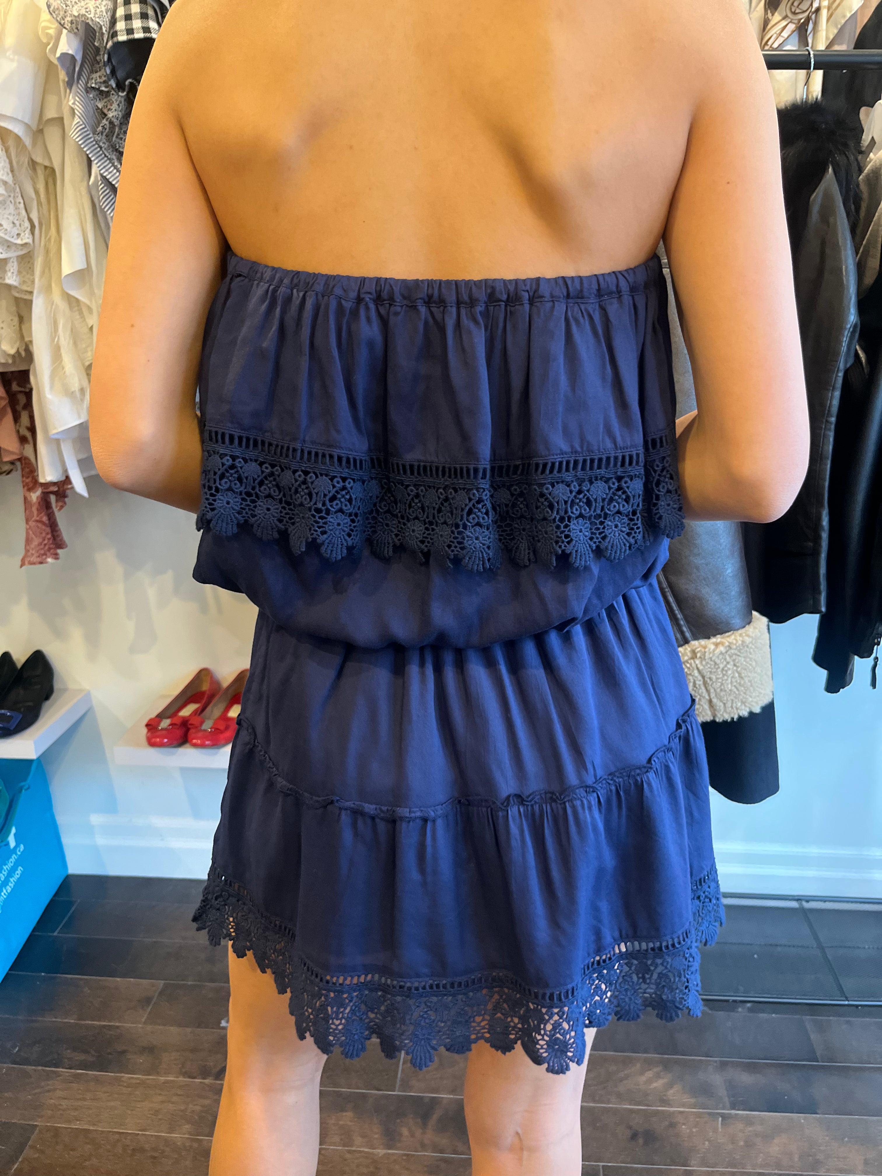 MELISSA ODABASH strapless lace dress