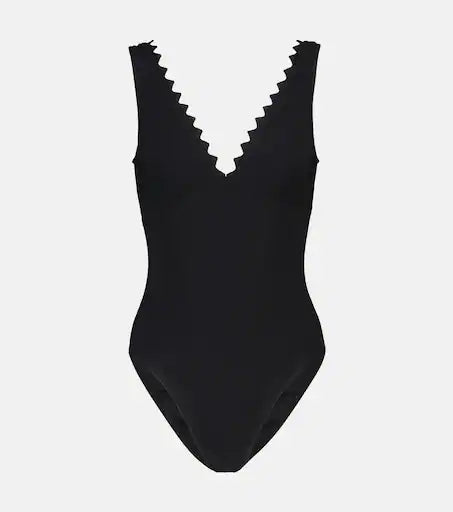 KARLA COLLETO black scalloped v neck swim