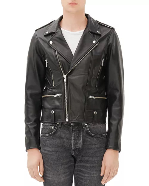 SANDRO leather motto jacket