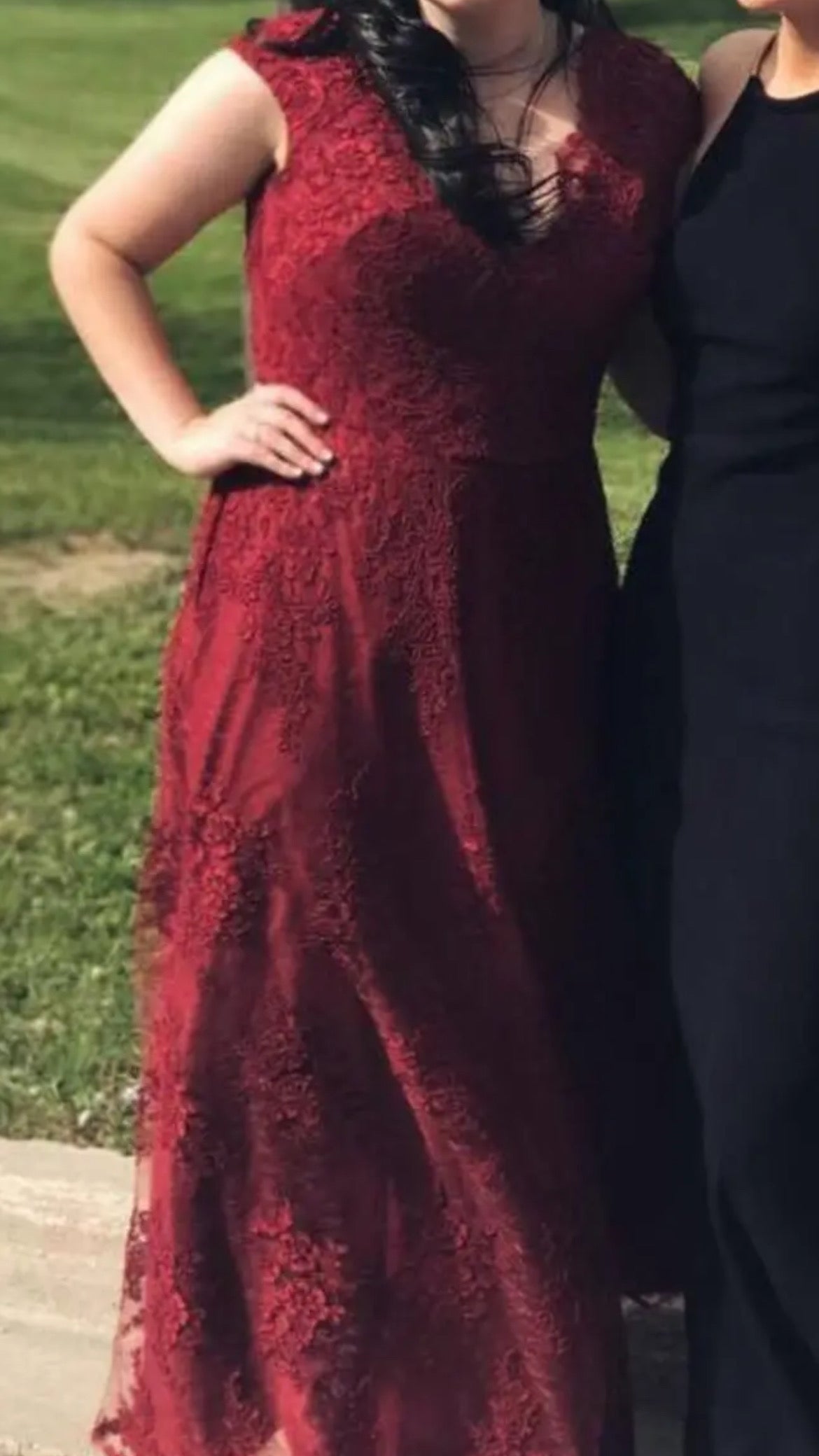 Aidan Mattox Red Lace Gown