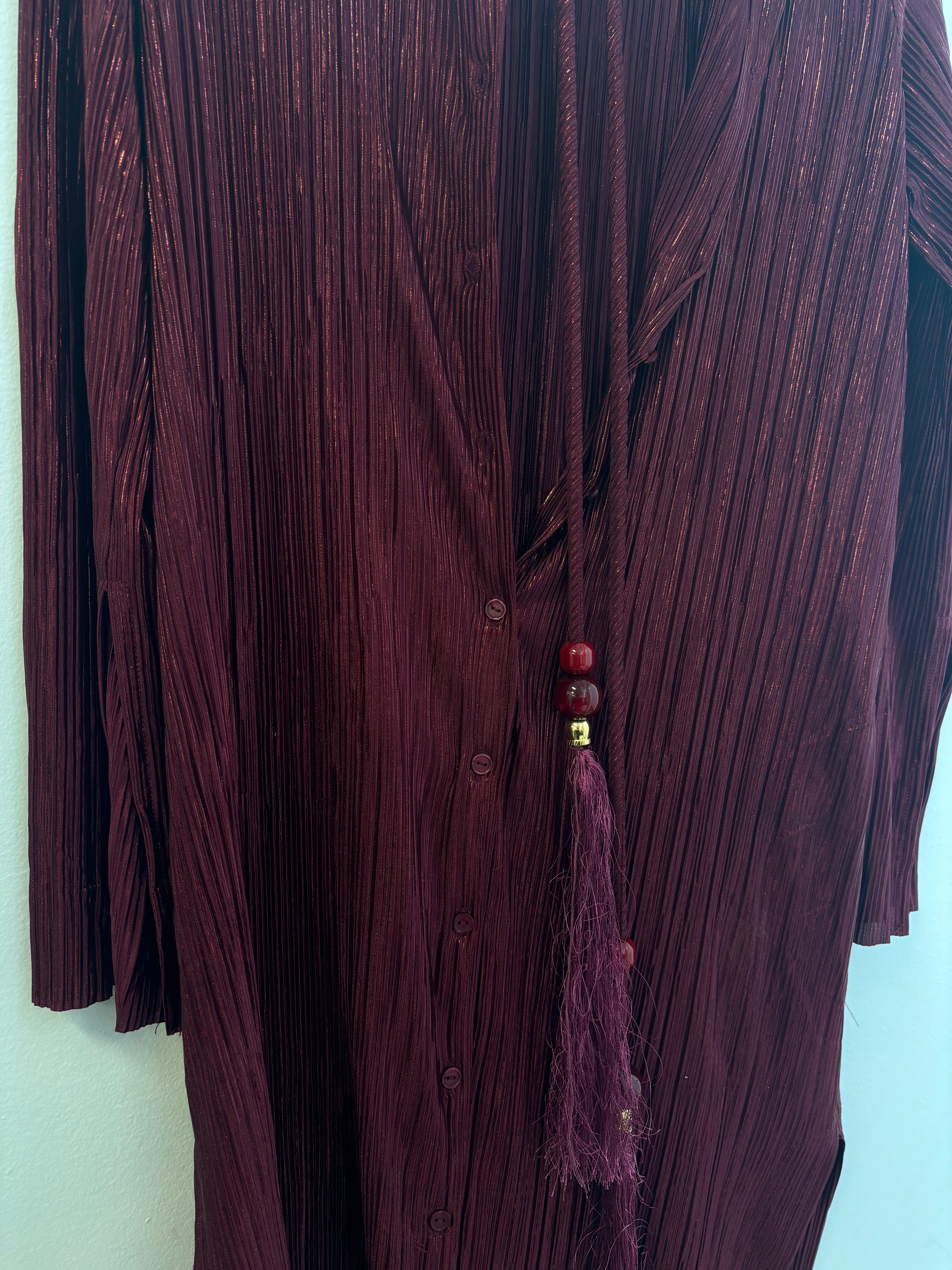 SABINA MUSAYEV burgundy metallic button up