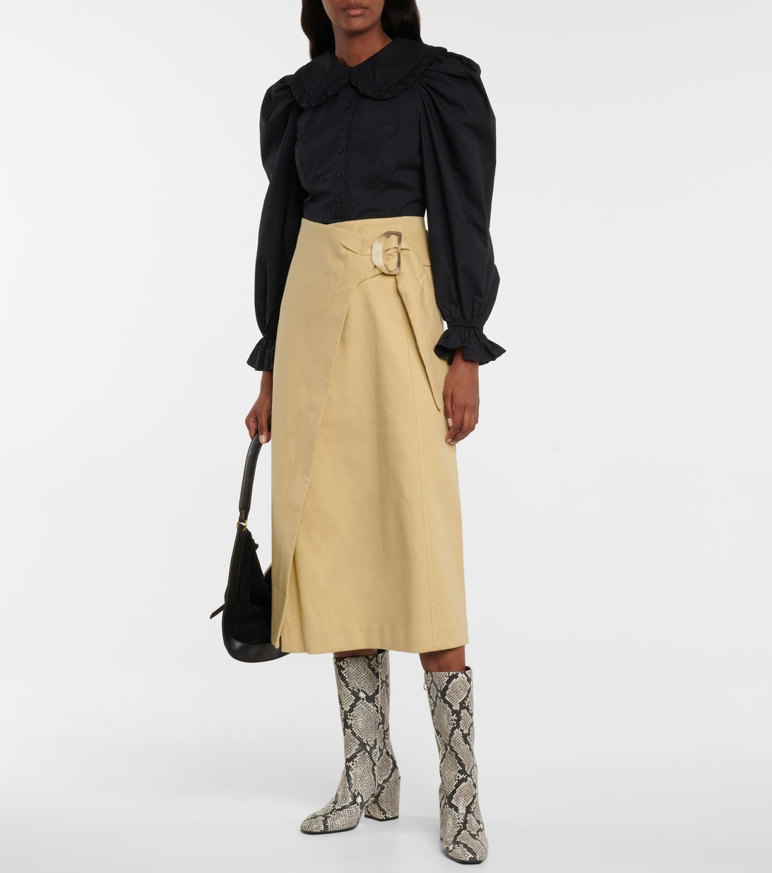 ULLA JOHNSON black blouse with collar