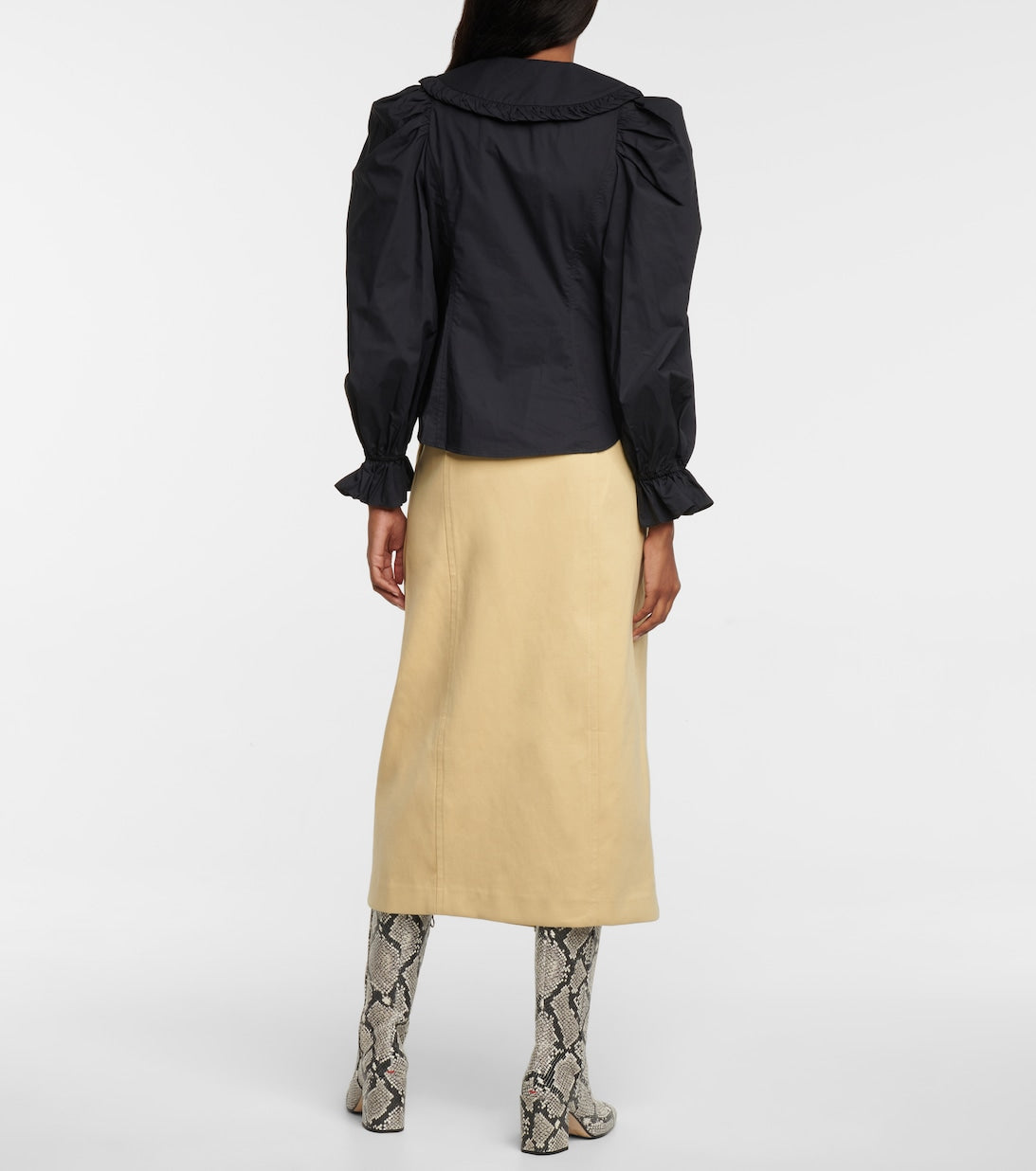 ULLA JOHNSON black blouse with collar