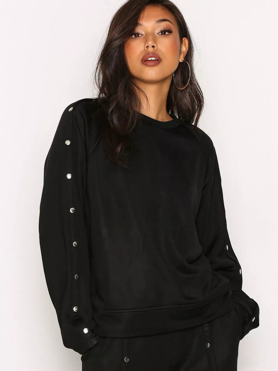 ALEXANDER WANG crewneck with button sleeve detail