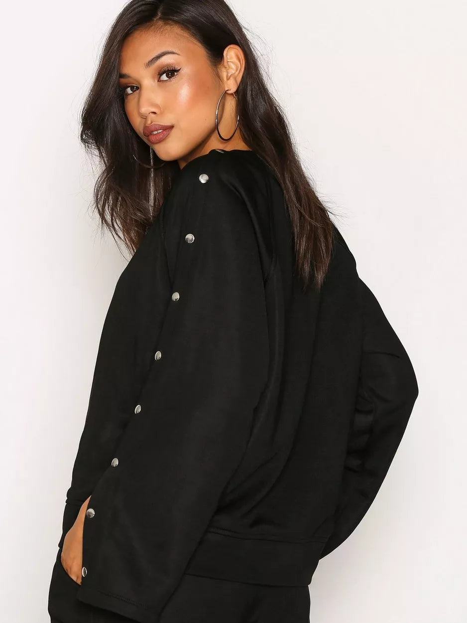 ALEXANDER WANG crewneck with button sleeve detail