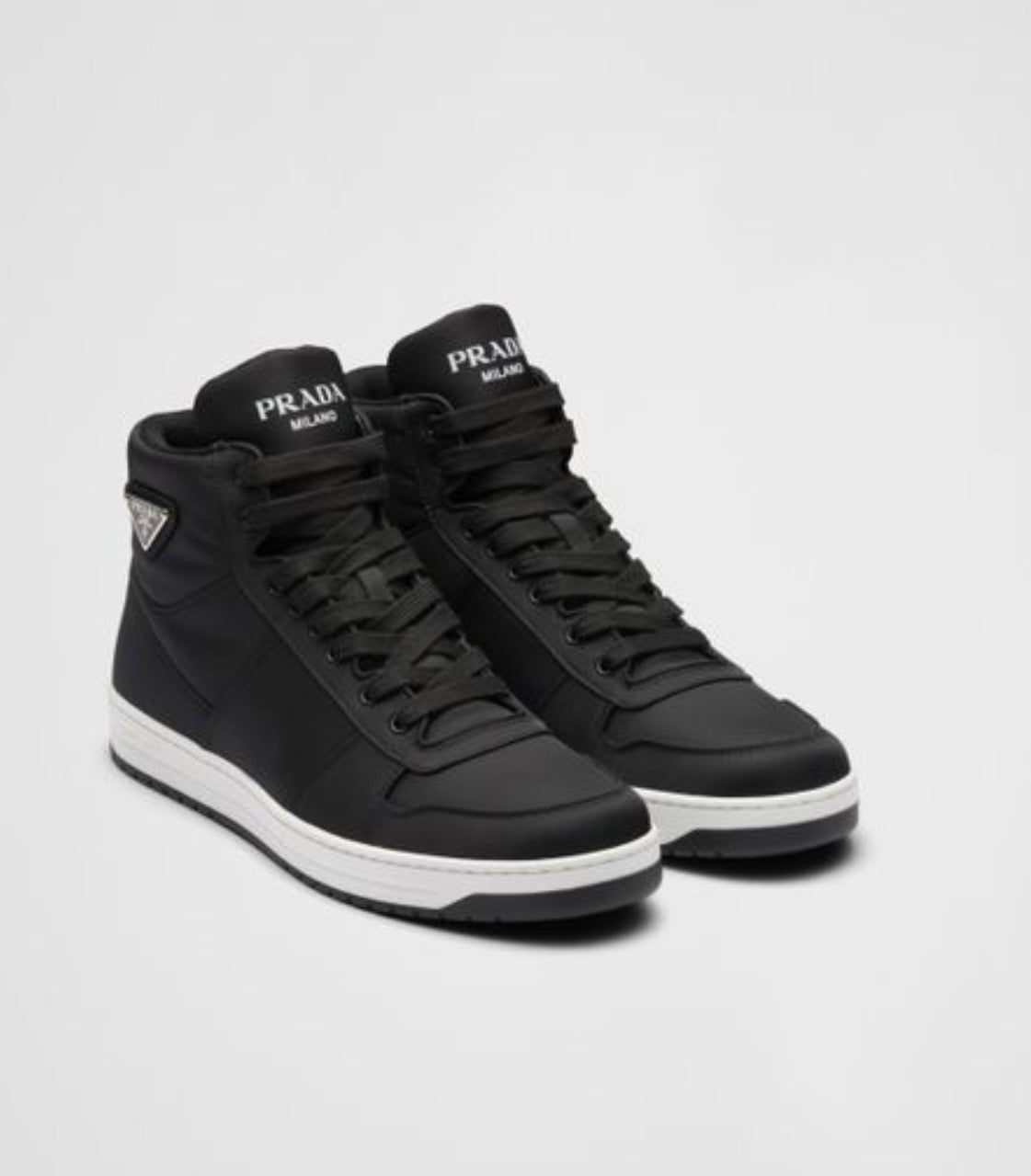 PRADA RE-NYLON BLACK HIGH-TOP SNEAKERS