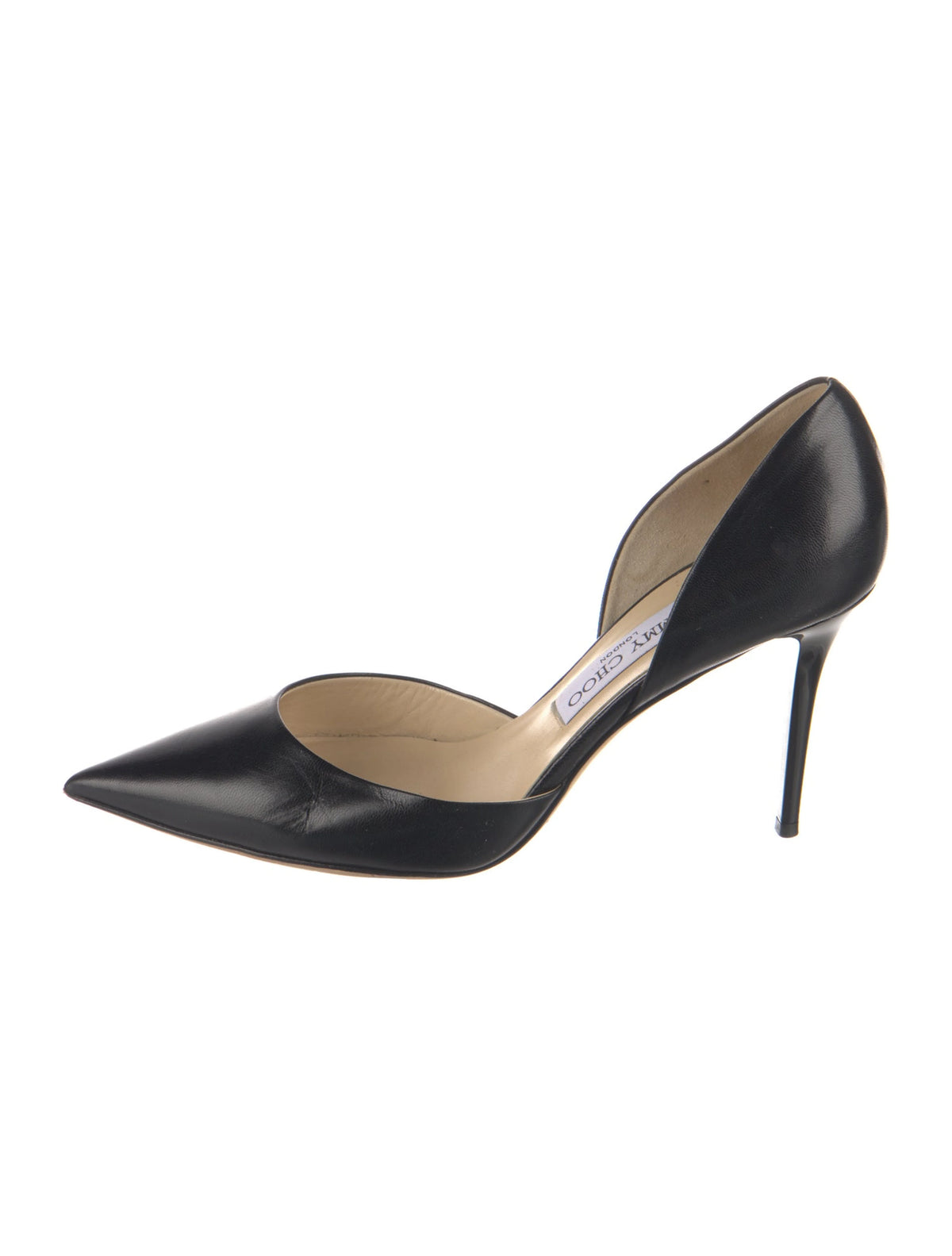 Jimmy Choo Black Leather D'Orsay Pointed Toe Pumps