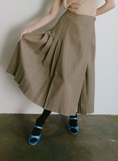 MARYAM NASSIR ZADEH brown pleated maxi skirt