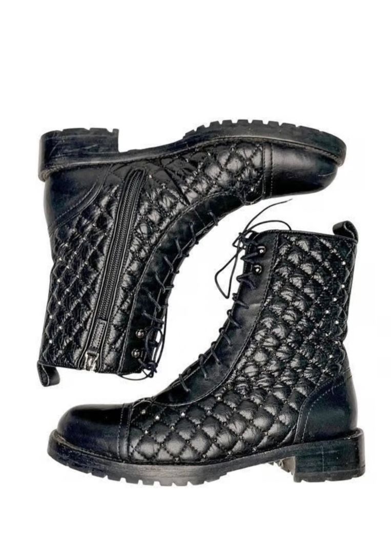 Valentino - Quilted Leather Rockstud Combat Boots