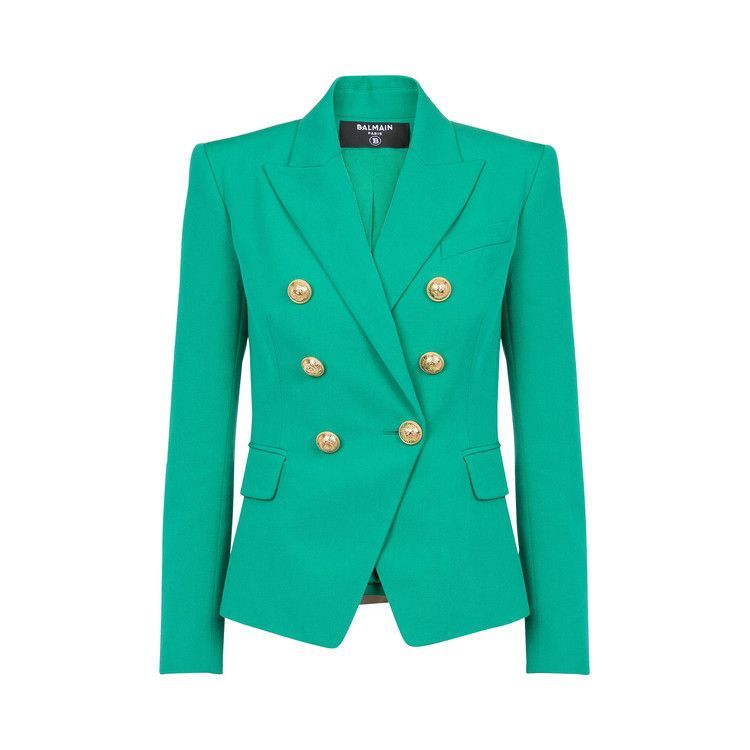 BALMAIN green blazer with gold buttons 100% cotton