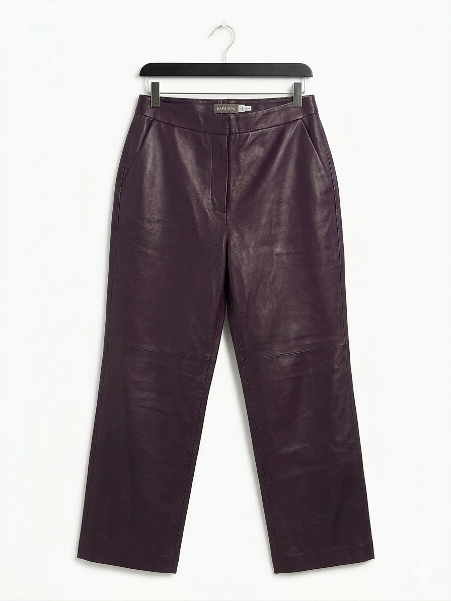 MINT VELVET dark purple real leather pants