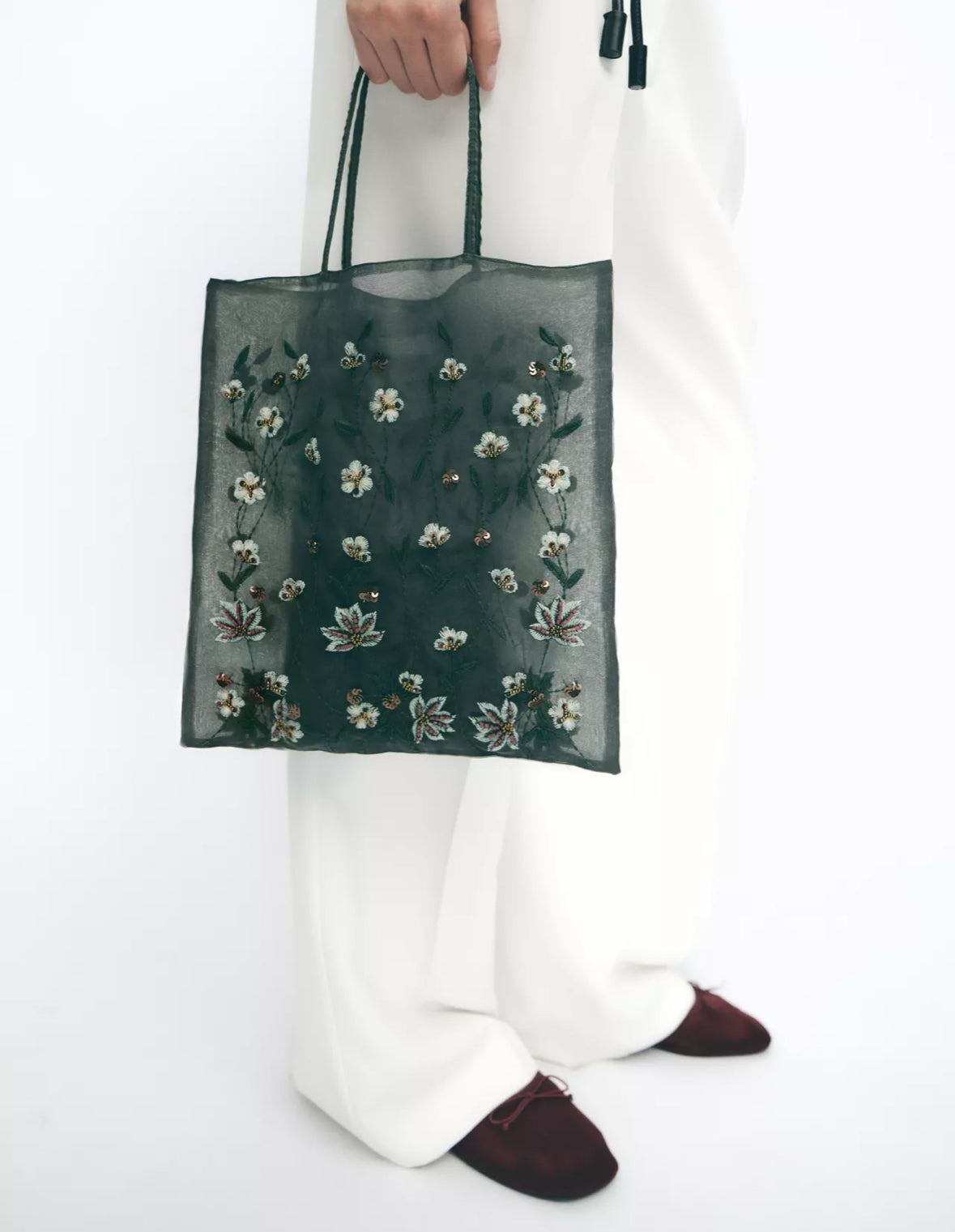 ZARA - Embroidered Fabric Bag NWT