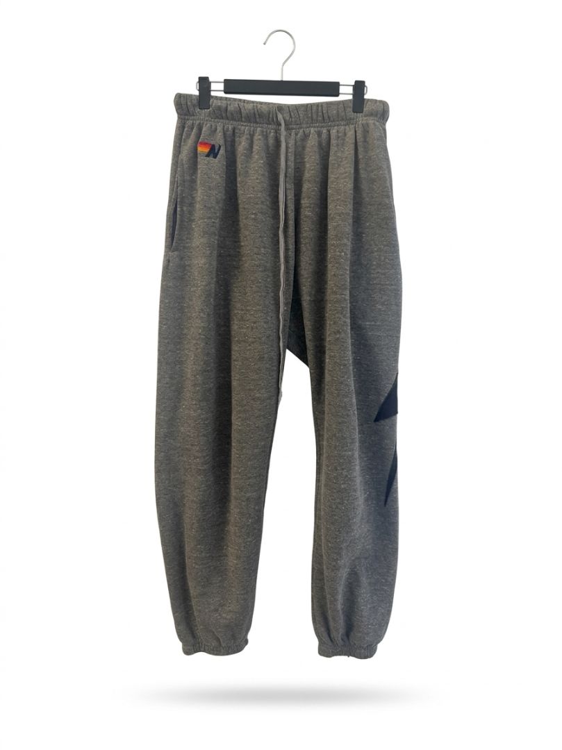 AVIATOR NATION grey sweatpants with black lightning bolt (men's)