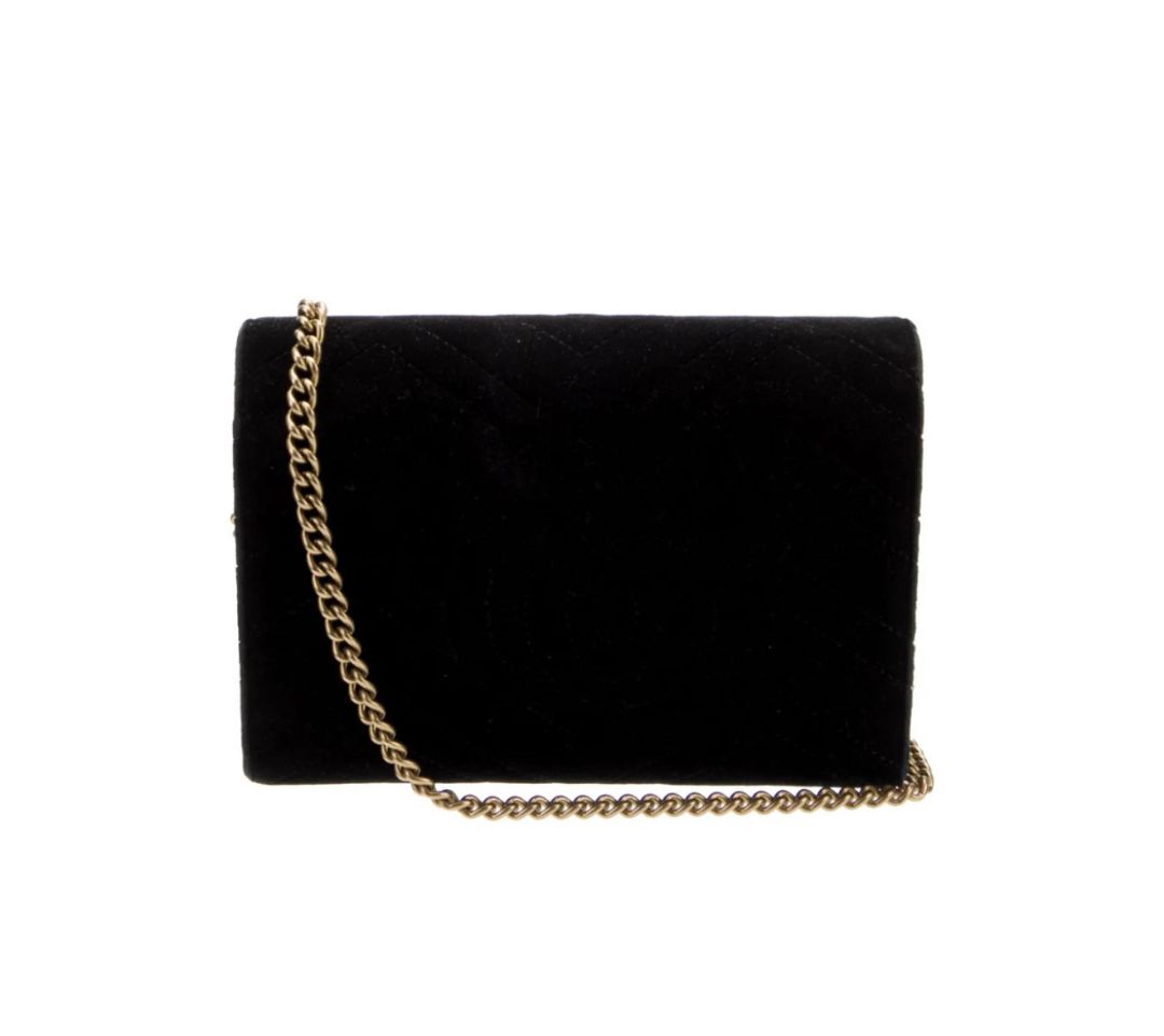 Black gucci Marmont Matelasse Velvet Mini Chain Bag, Mini