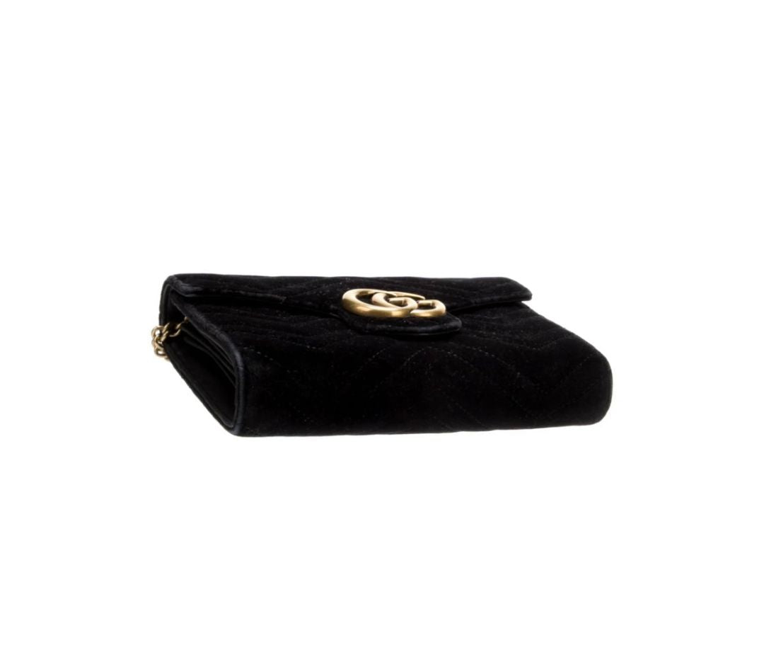 Black gucci Marmont Matelasse Velvet Mini Chain Bag, Mini