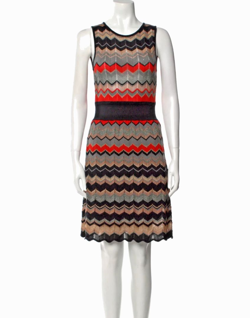 M Missoni - multi colour knee length chevron print dress