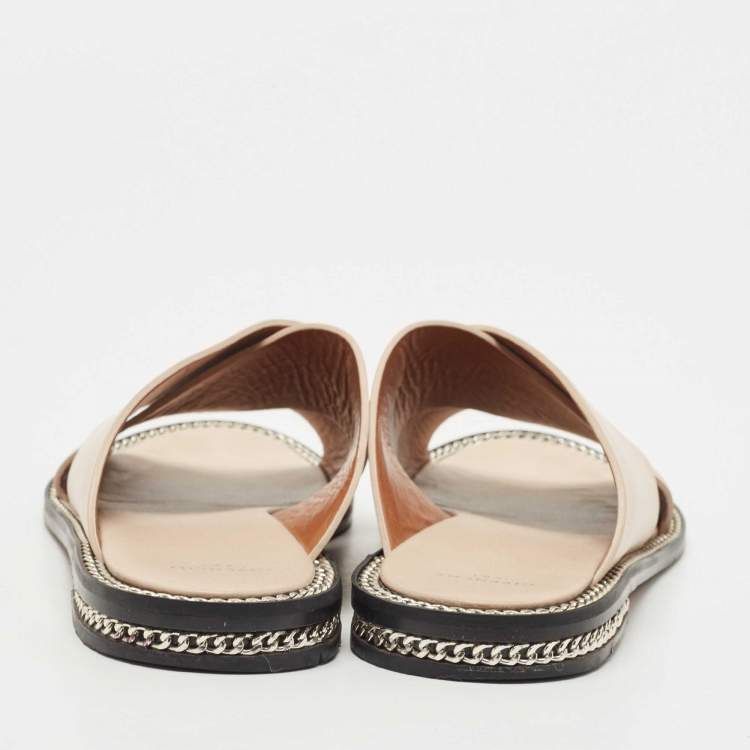 GIVENCHY nude/pink sandals with silver chain detail