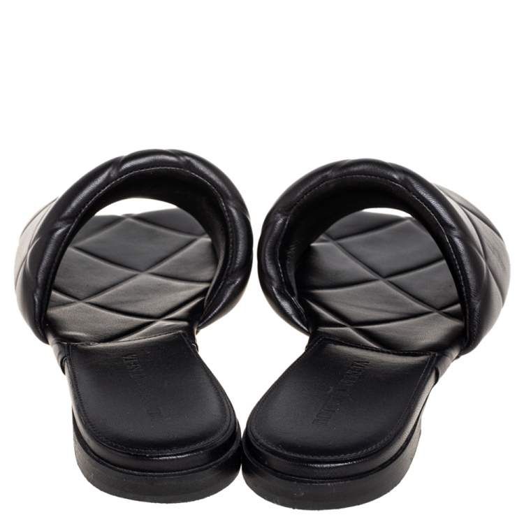 BOTTEGA VENETA black padded leather slides/lido sandal