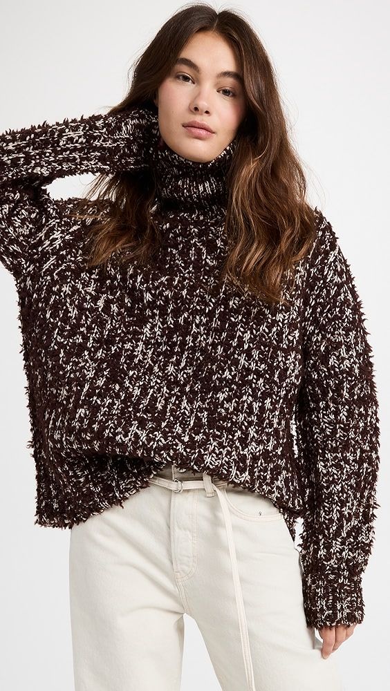 ACNE STUDIO burgundy melage chunky sweater