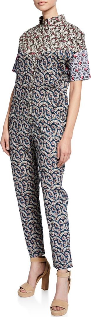 ISABEL MARANT ETOILE Lindsie v-neck patchwork cotton jumpsuit