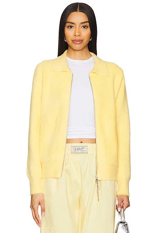 Milkwhite Zip Up Cardigan in Yellow
