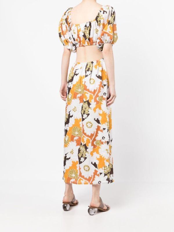 FAITHFUL THE BRAND multicolour floral print maxi dress with cutout waist