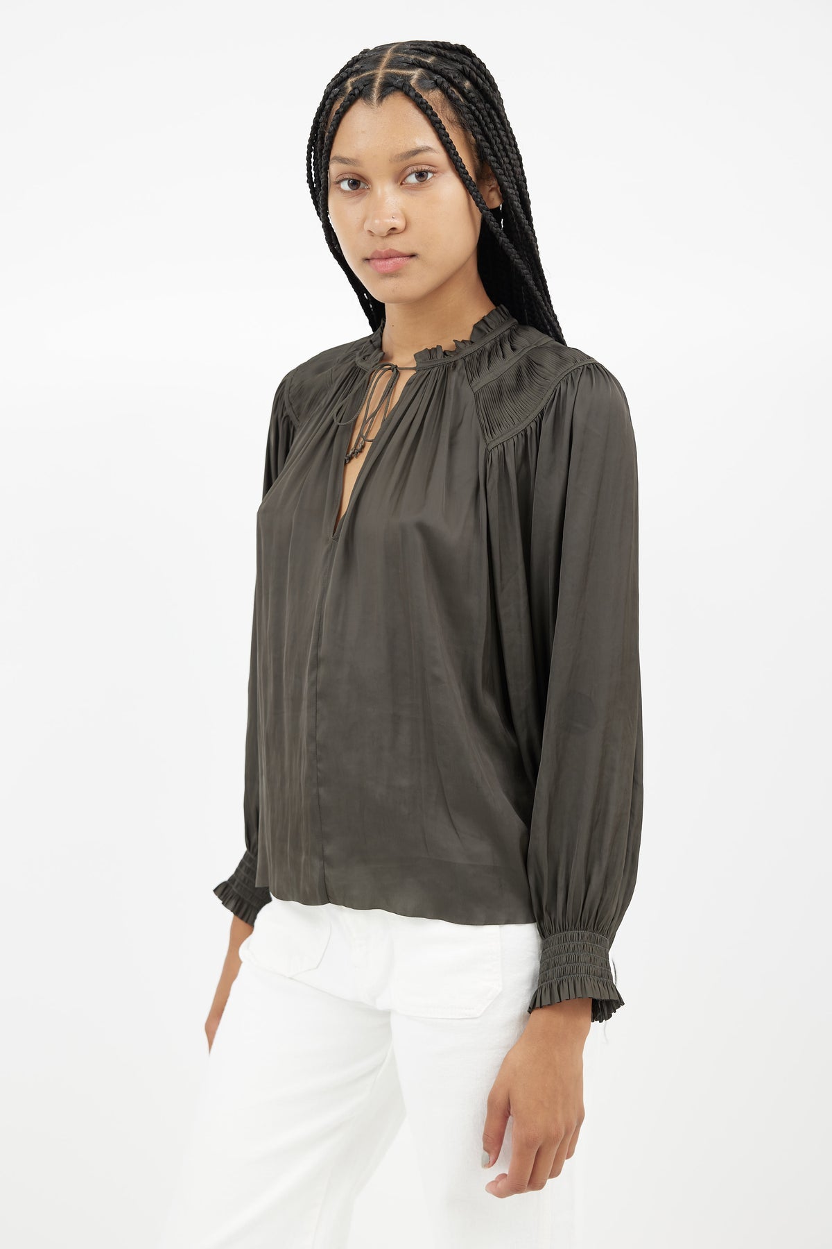 ULLA JOHNSON open neck blouse