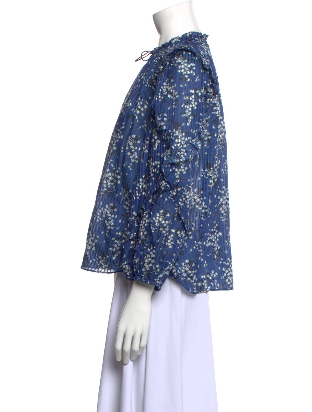 ULLA JOHNSON white floral blouse with ruffles