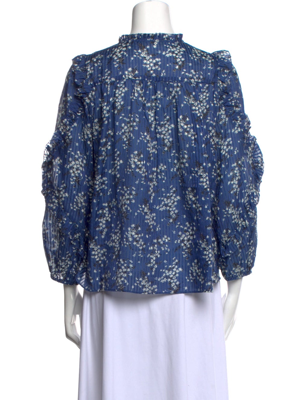 ULLA JOHNSON white floral blouse with ruffles