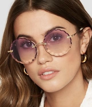 CHLOE sunglasses, purple/pink scalloped lenses with gold