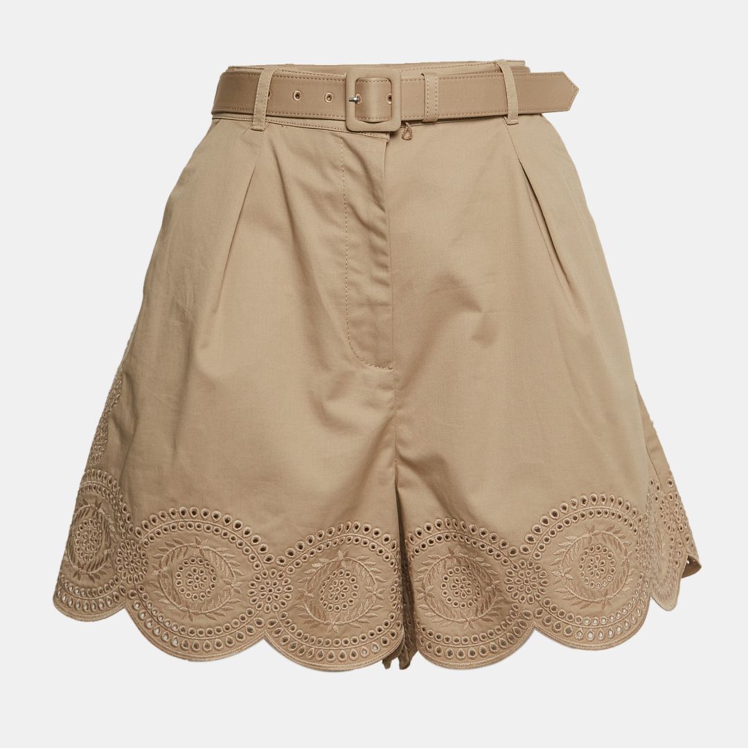 SELF-PORTRAIT TAUPE BELTED SHORTS