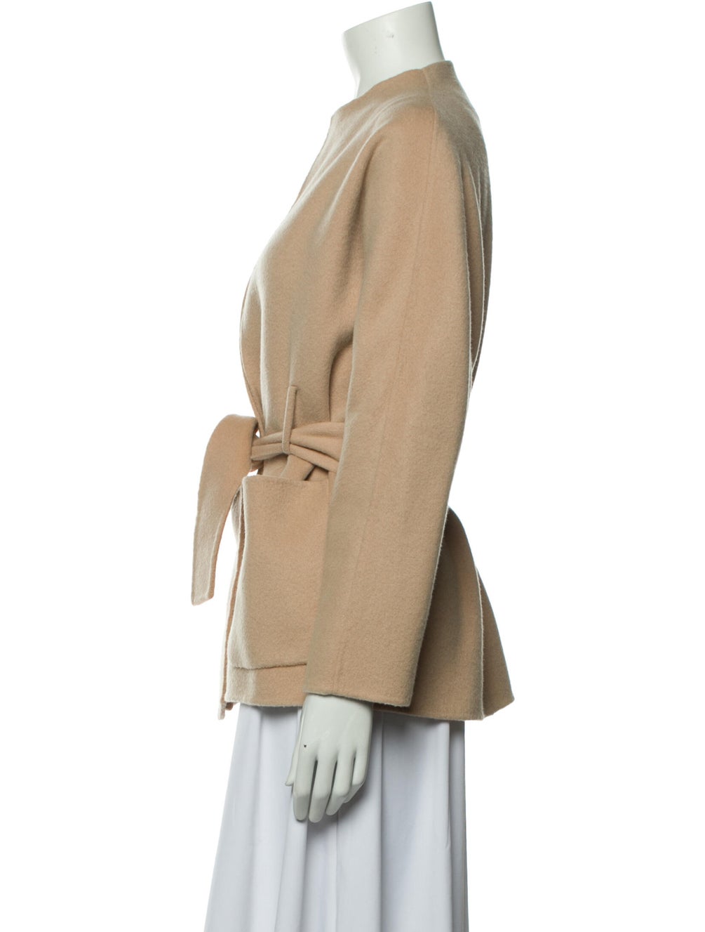 BA&SH PALE PINK WOOL BELTED JACKET WITH OVERSIZED POCKETS