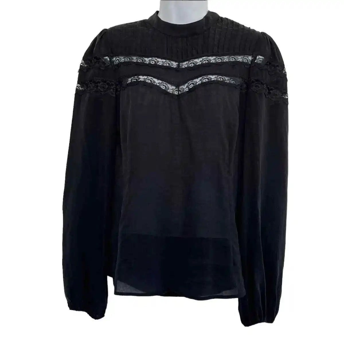 Reformation Black longsleeve Sheer Peasant Blouse