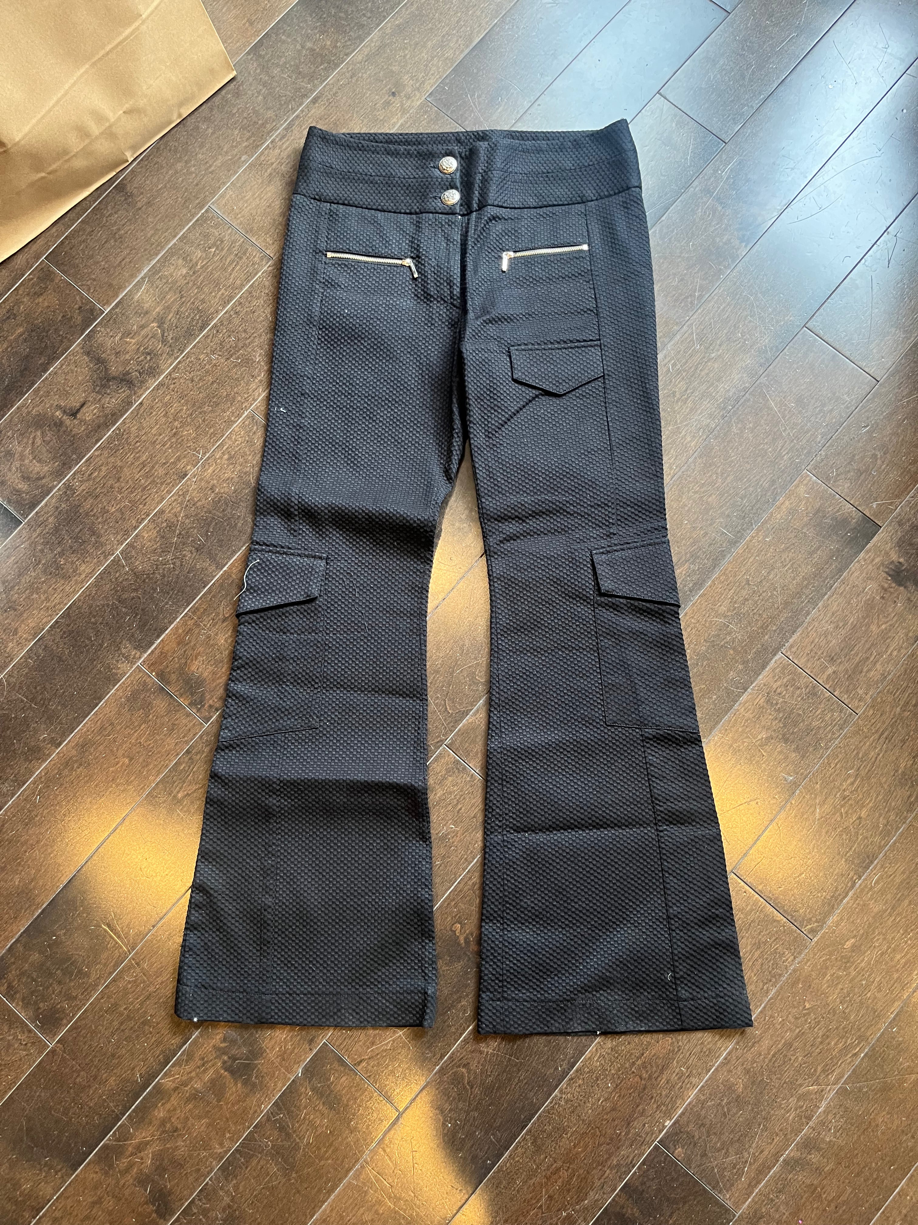 ANIMALE black textured pants with zipper pocket details