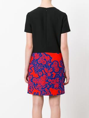 CARVEN black short sleeve dress with red print on bottom