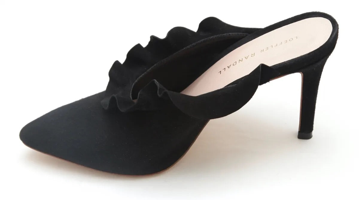 LOEFLER RANDALL black suede slide pump