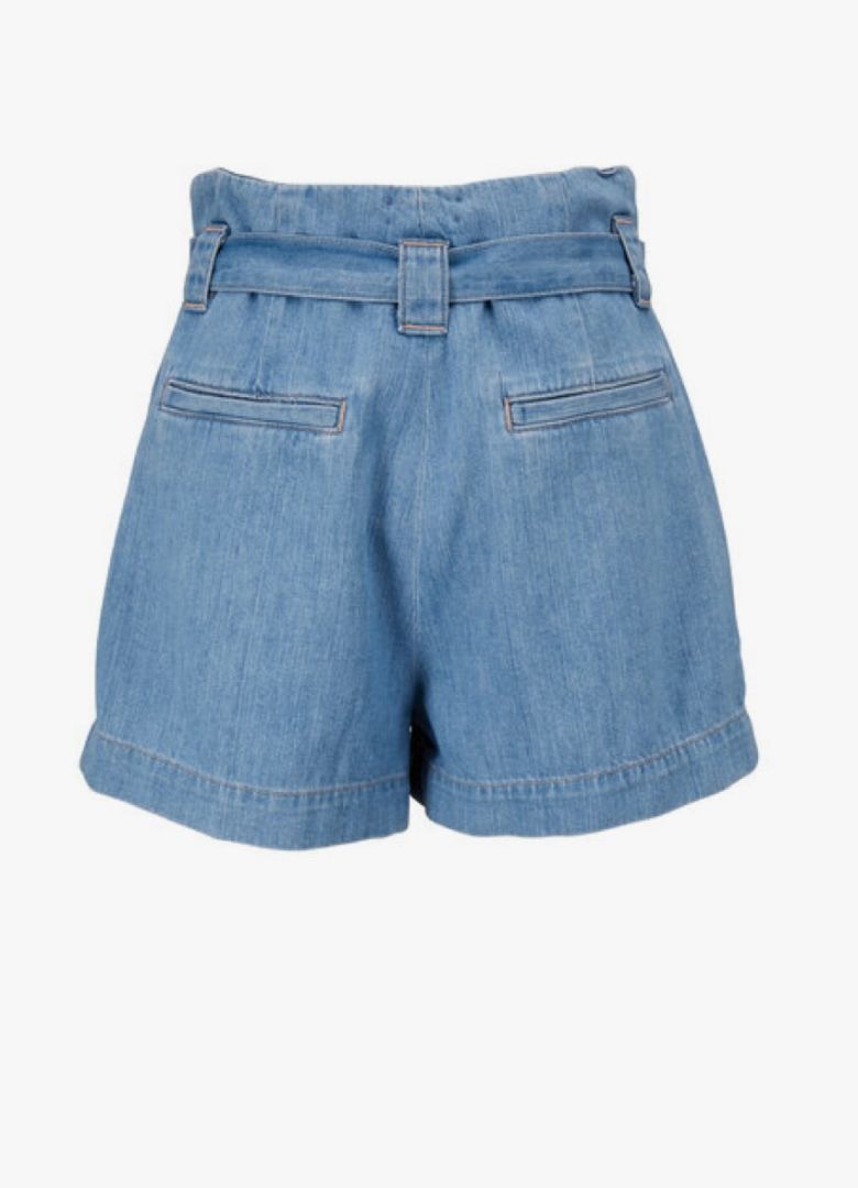 L'AGENCE hilary mist high rise paperbag waist denim shorts