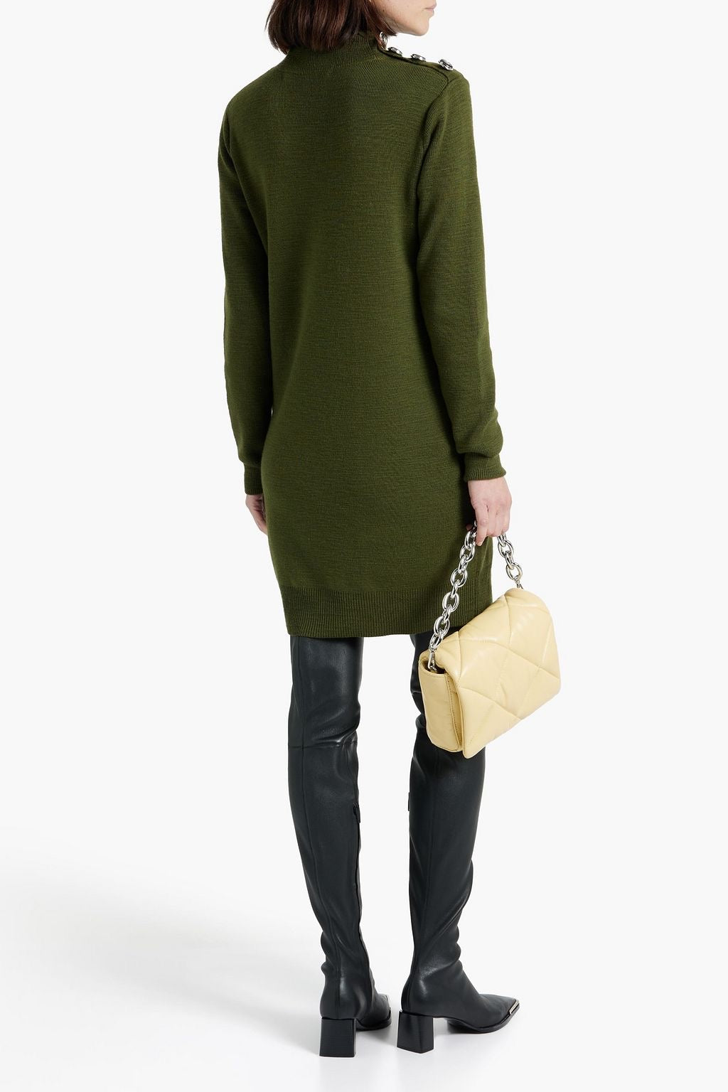 VERONICA BEARD green turtleneck knit sweater dress