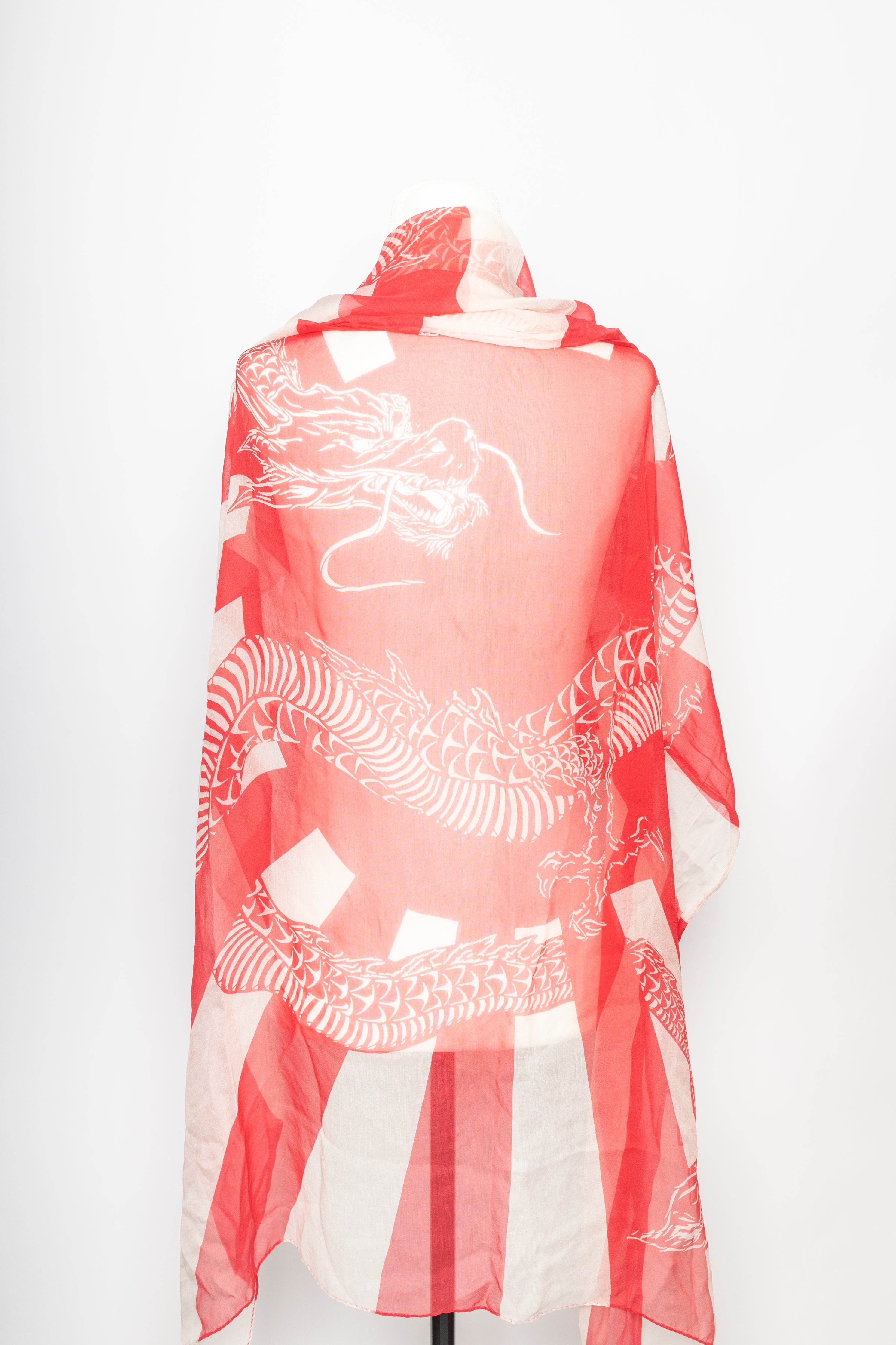 Alexander McQueen Red & White Dragon Scarf