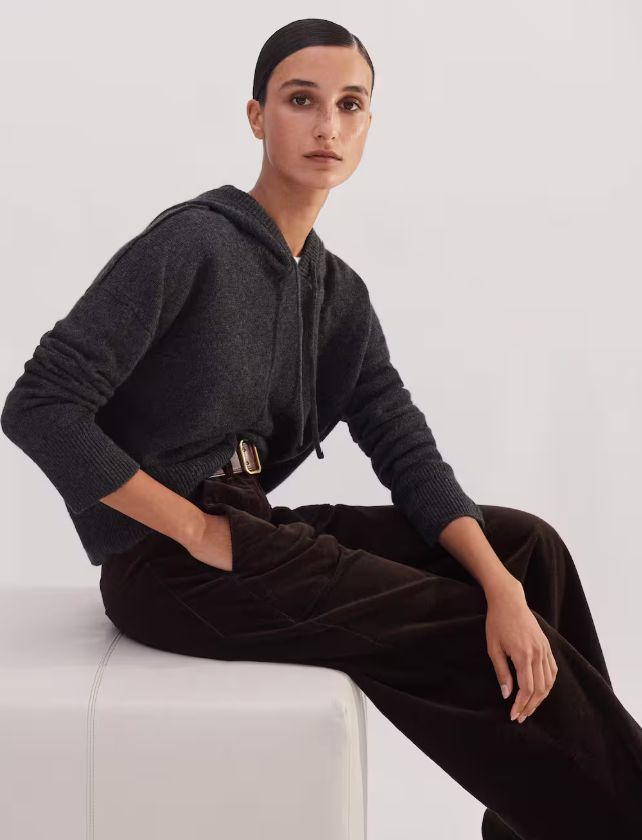 ME + EM charcoal cashmere hoodie