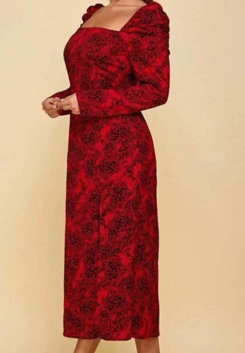 Leith Spatter Print Red/Black Midi Dress