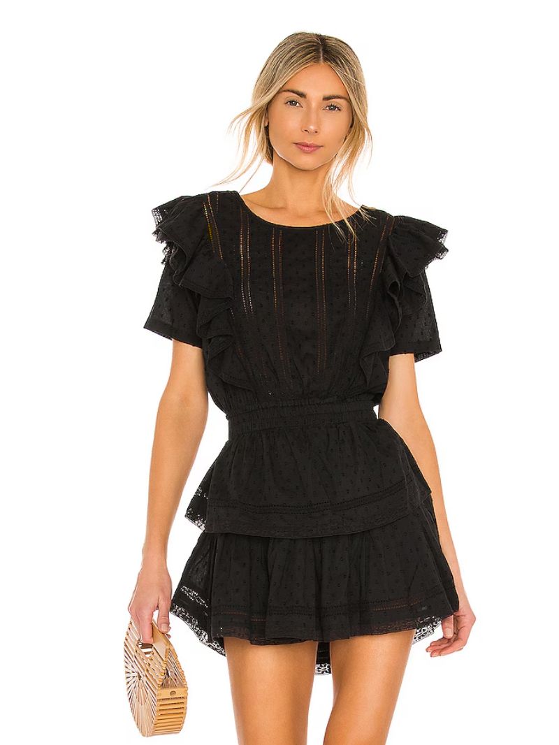 LoveShackFancy Natasha Dress, Black