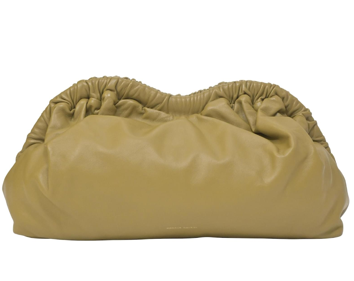 Mansur Gavriel Cloud Clutch Pomelo in Olive Leather Green