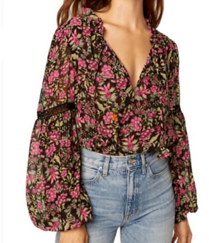 Misa Los Angeles Alicia Floral Flare-Sleeve Blouse