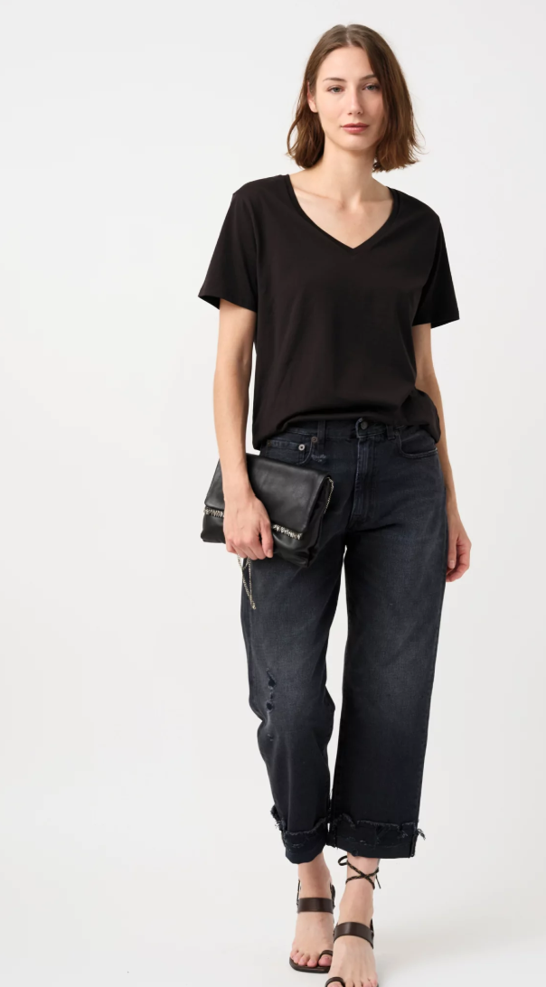 R13 Distressed Boyfriend Jean in Jake Black